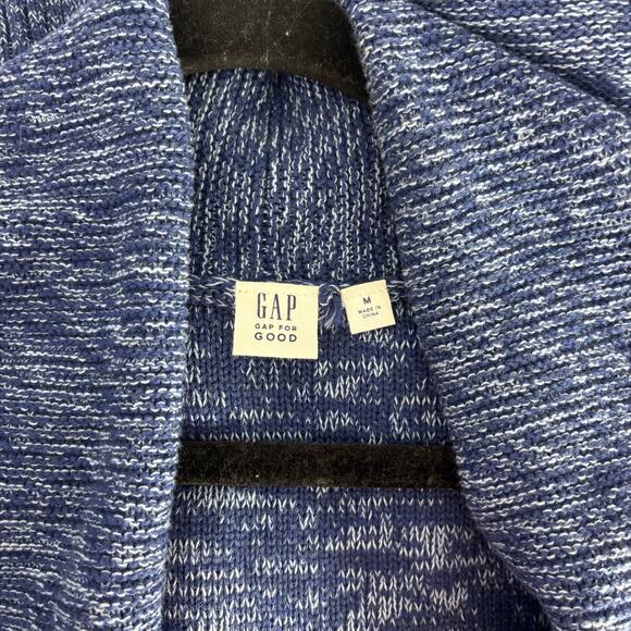 GAP For Good Indigo Blue Sleeveless Knit Cardigan Vest Draped medium - Picture 3 of 4